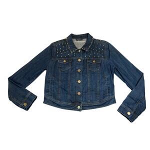 Romeo & Juliet Couture Button Up Studded Jean Jacket Size S Casual Y2K Concert